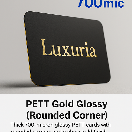 Rounded Corner PETT Gold Glossy Lamination 700mic | Premium Business Cards Printing UAE