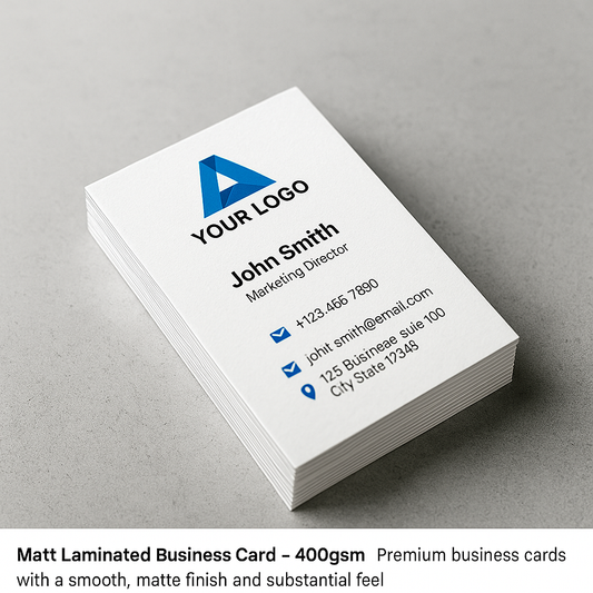 Matt Laminated Business Cards - 400gsm | Zap Printing Dubai - ZAP PRINTING SOLUTIONS Dubai 