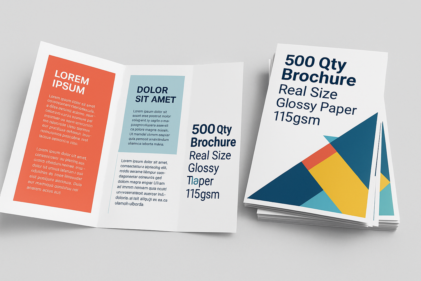 500 Qty Brochure Real Size Glossy Paper 115gsm