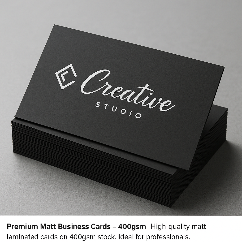 Matt Laminated Business Cards - 400gsm | Zap Printing Dubai - ZAP PRINTING SOLUTIONS Dubai