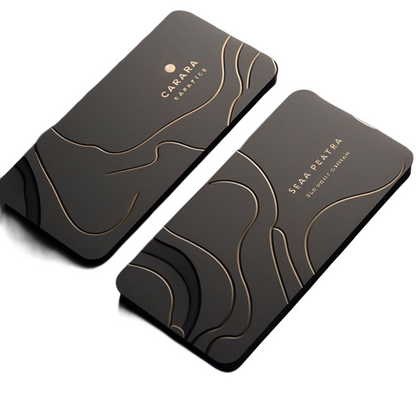 Rounded Corner Gold Foil Spot UV Velvet | Premium Business Cards Printing UAE