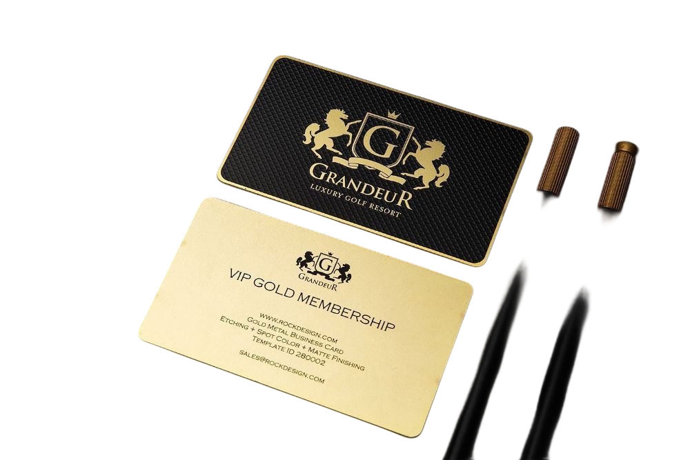 Rounded Corner Gold Foil Spot UV Velvet | Premium Business Cards Printing UAE